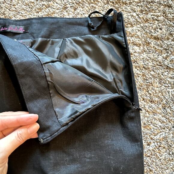 SARA ISABELLA Irish Linen Embroidered Pants Size 6 Art to Wear Eclectic Classic - Picture 5 of 11